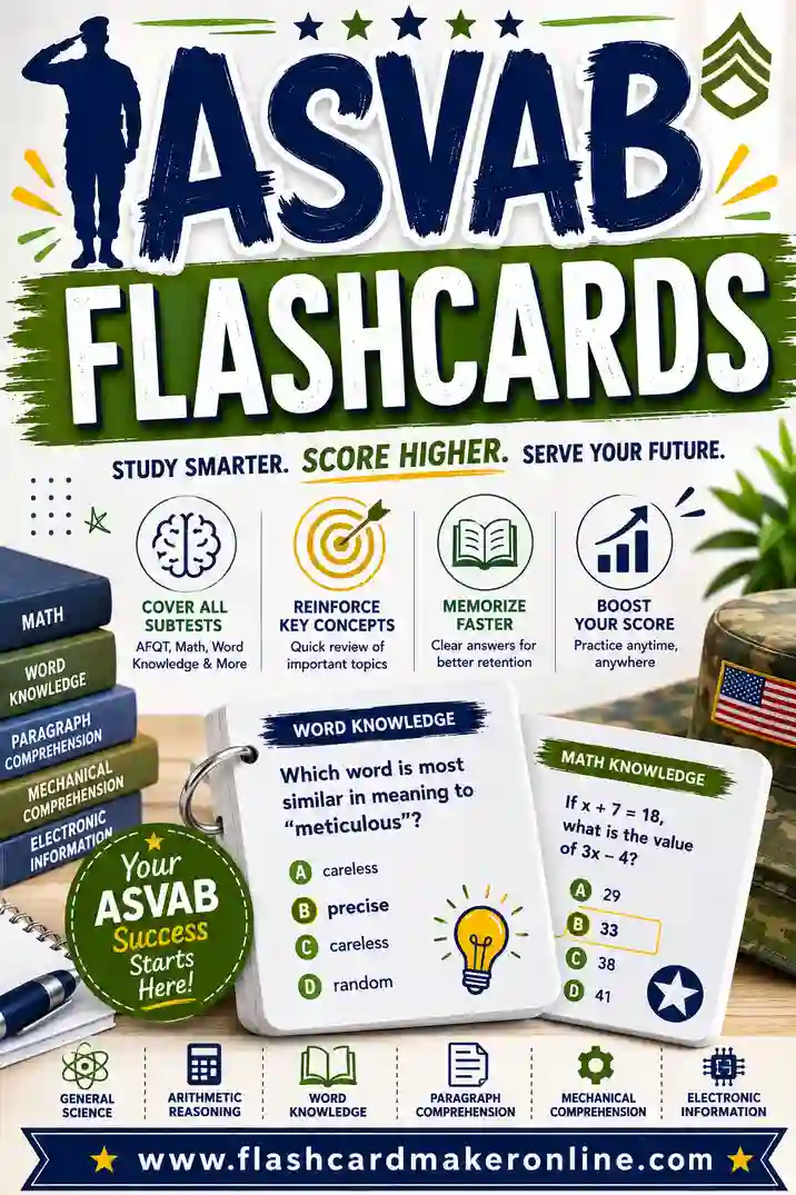 ASVAB Flashcards: Make, Study & Print Your Own