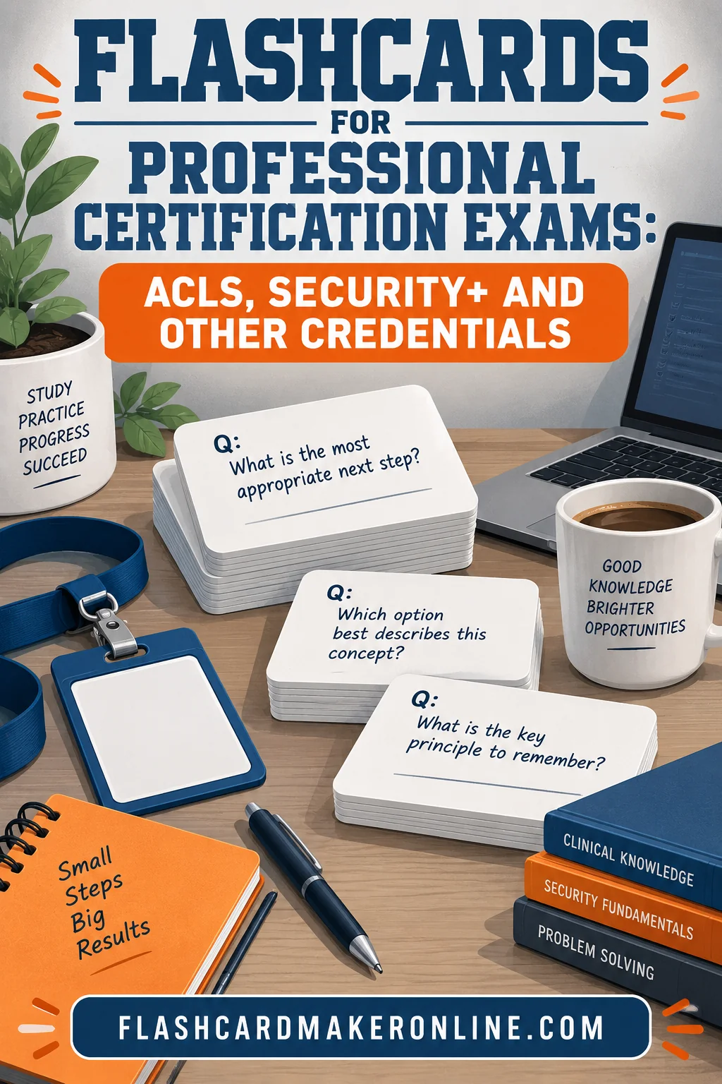 Flashcards for Professional Certification Exams: ACLS, Security+ and Other Credentials