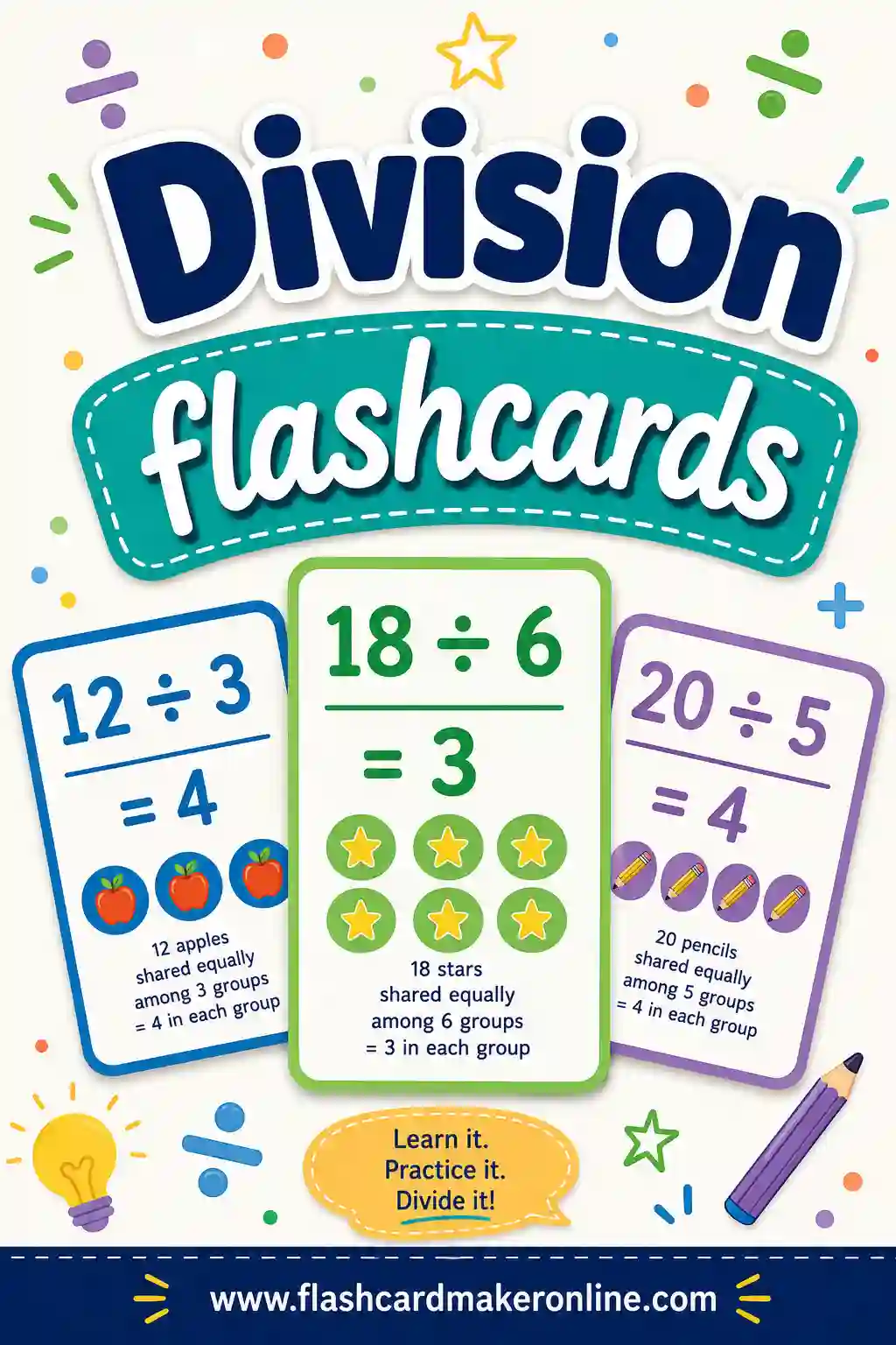 Division Flashcards: Free Printable & Customizable