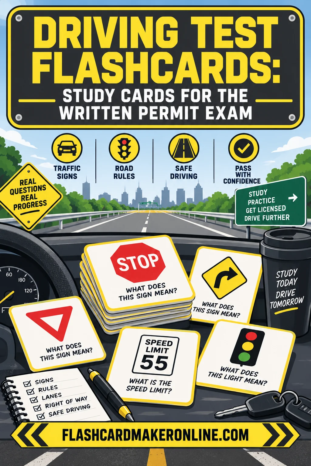 Driving Test Flashcards: Study Cards for the Written Permit Exam