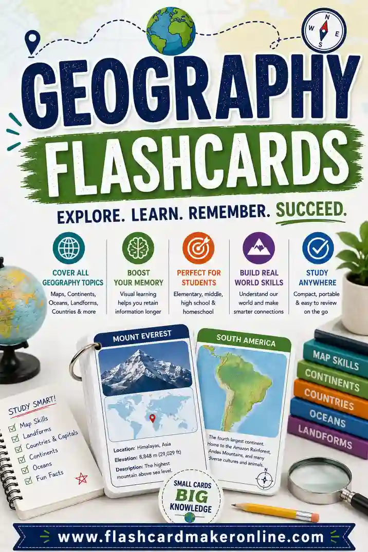 Geography Flashcards: Free Printable & Study-Ready
