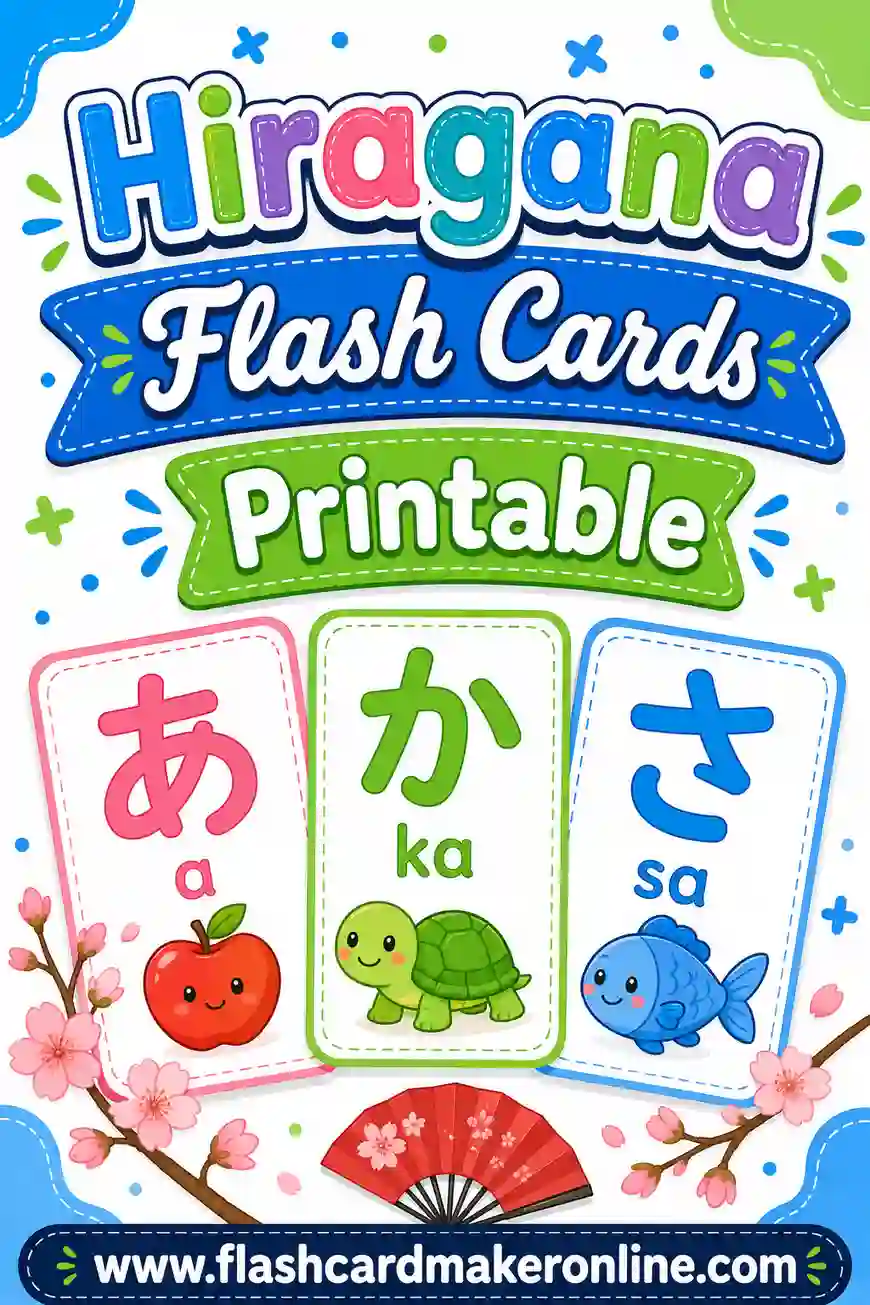 Hiragana Flash Cards Printable: Free Paper Kana Deck