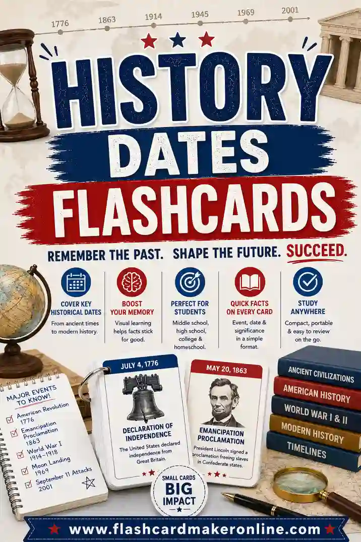History Dates Flashcards: Free Printable & Study-Ready