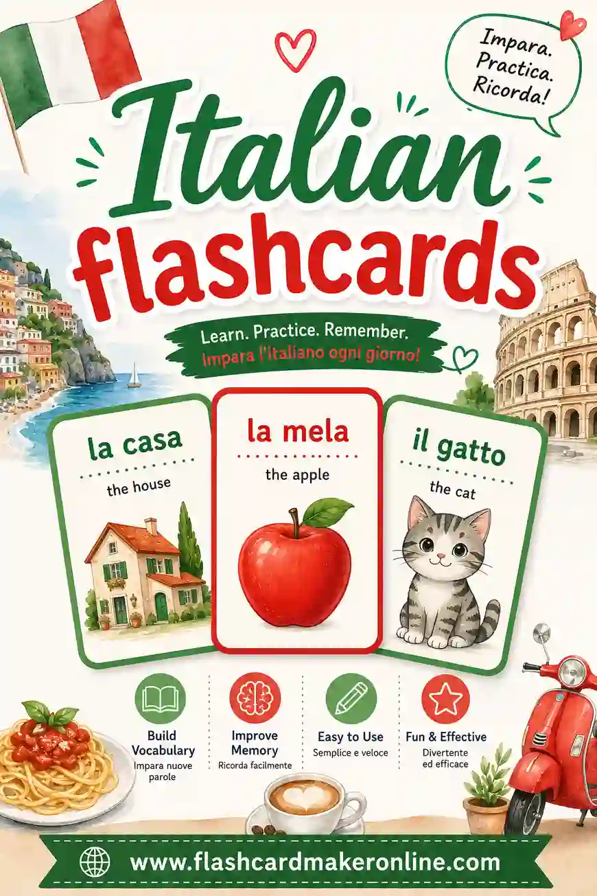 Italian Flashcards: Free to Make, Study & Print