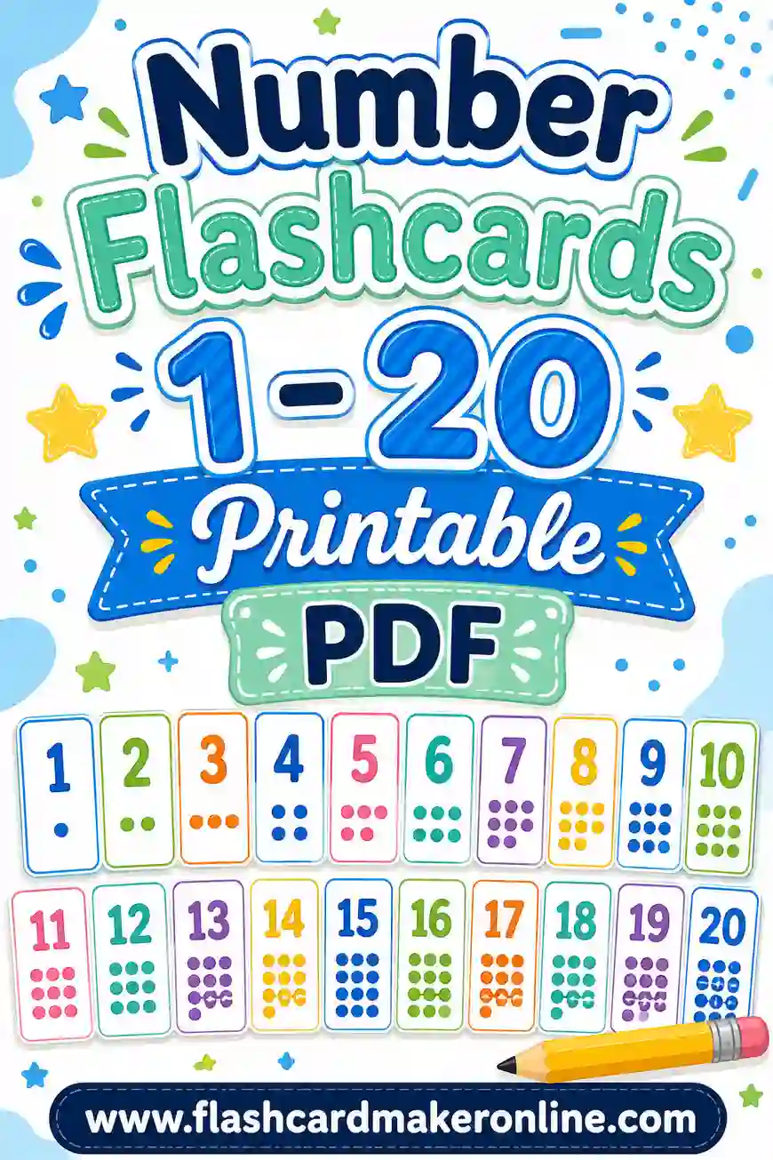 Number Flashcards 1–20 Printable PDF: Free Counting Deck