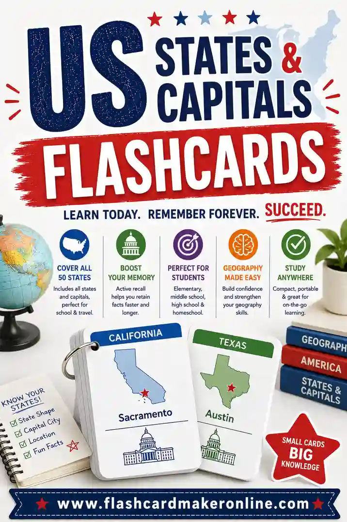 US States & Capitals Flashcards: Free to Make & Print